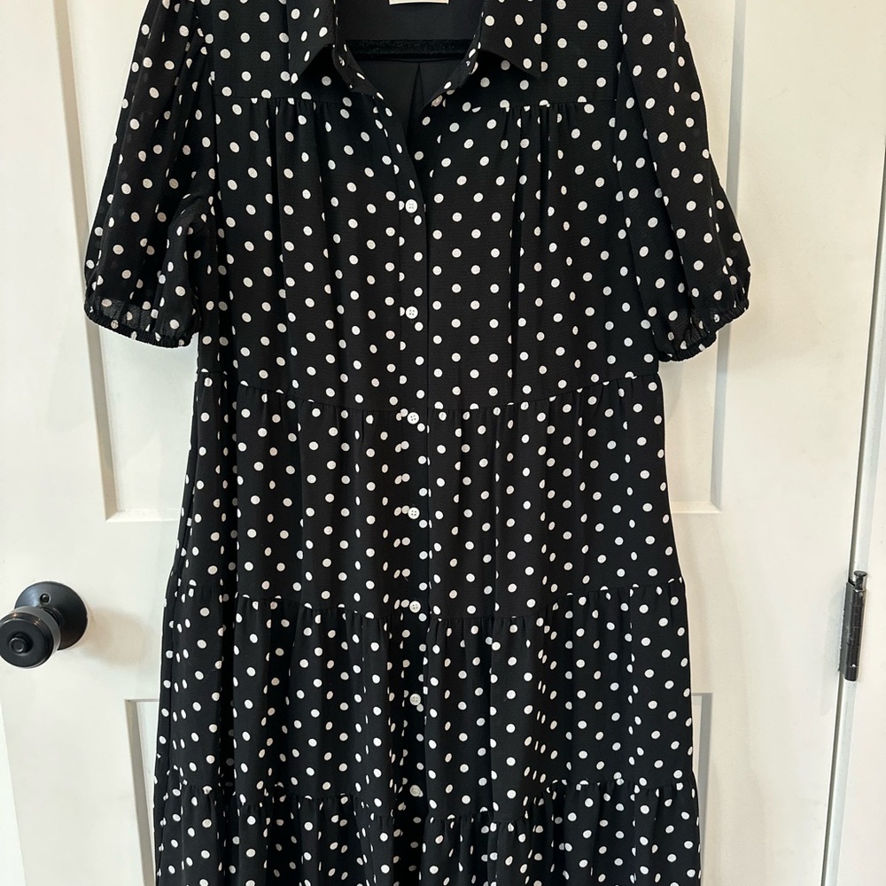 Eliza J Black and White Polka Dot Dress - Picture 2 of 7